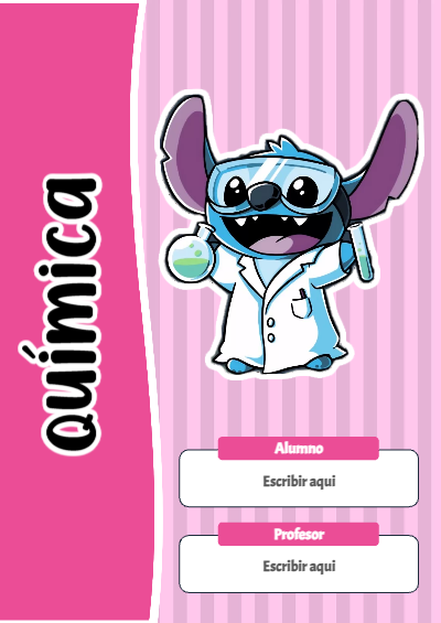 Portada de Stitch de Química Editable para Imprimir Gratis