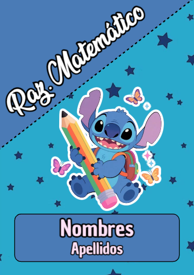 Portada de Stitch de Raz. Matemático Editable para Imprimir Gratis