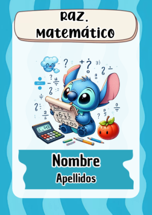 Portada de Stitch de Raz. Matemático para cuaderno decorativa y bonita - diseño exclusivo y original