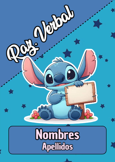 Portada de Stitch de Raz. Verbal Editable para Imprimir Gratis