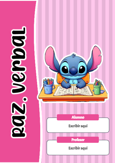Portada de Stitch de Raz. Verbal Editable para Imprimir Gratis
