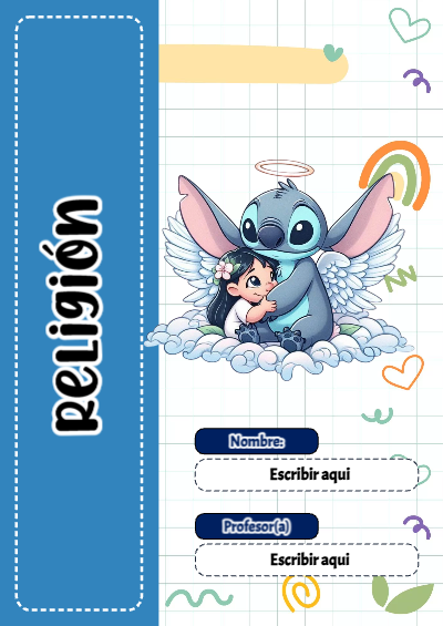 Portada de Stitch de Religión Editable para Imprimir Gratis