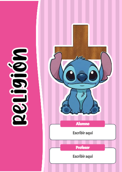 Portada de Stitch de Religión Editable para Imprimir Gratis