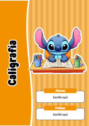 Portada de Stitch de Stitch de Caligrafía para cuaderno bonita para imprimir - diseño escolar moderno