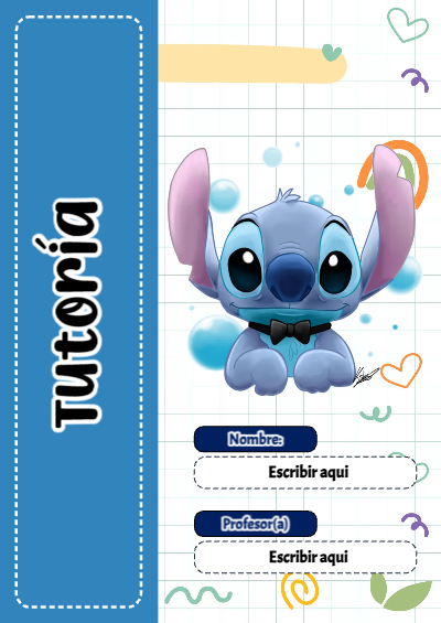 Portada de Stitch de Tutoría Editable para Imprimir Gratis