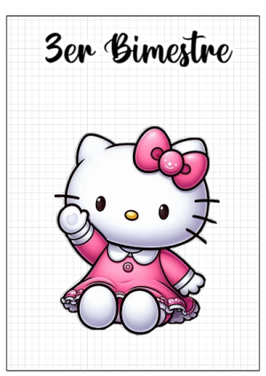 Portada de Tercer bimestre con Hello kitty para cuaderno para niños de primaria - ideal para el nuevo año escolar