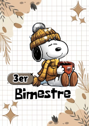 Portada de Tercer bimestre con Snoopy para cuaderno decorativa y bonita - tendencia educativa 2026