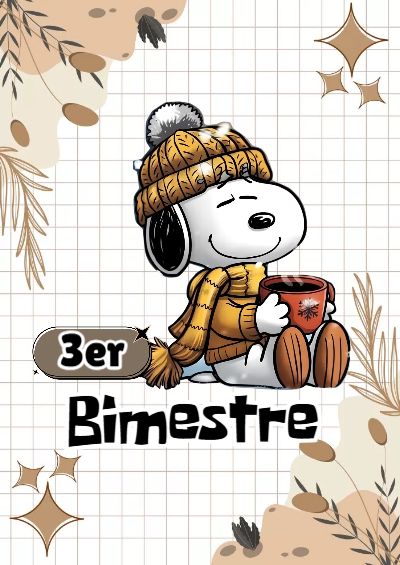 Portada de Tercer bimestre con Snoopy Editable para Imprimir Gratis