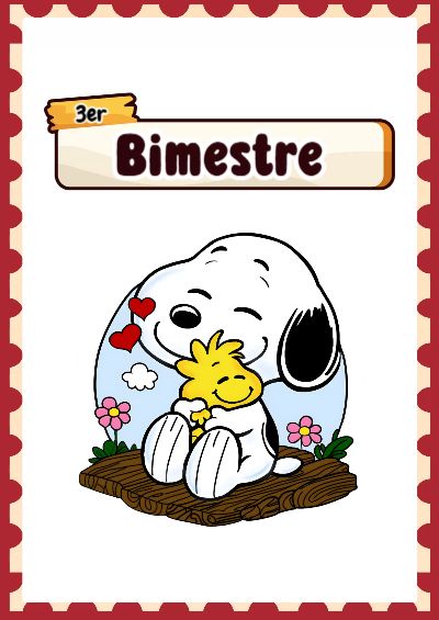 Portada de Tercer bimestre con Snoopy Editable para Imprimir Gratis