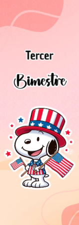 Portada de Tercer Bimestre con snoopy para cuaderno con estilo infantil - diseño exclusivo y original