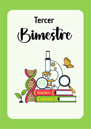 Portada de Tercer Bimestre de biologia para cuaderno llamativa y bonita - diseño escolar moderno