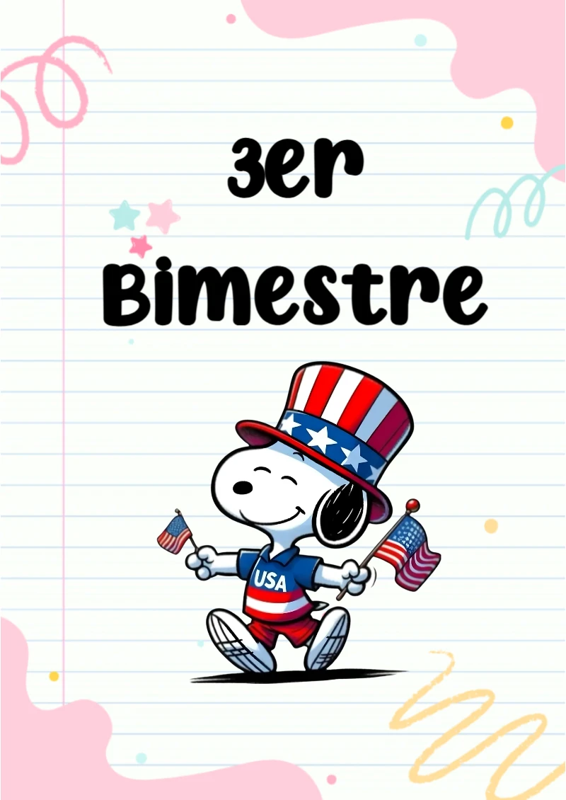 Portada de Tercer Bimestre para cuaderno con diseño escolar - ideal para cuadernos de espiral