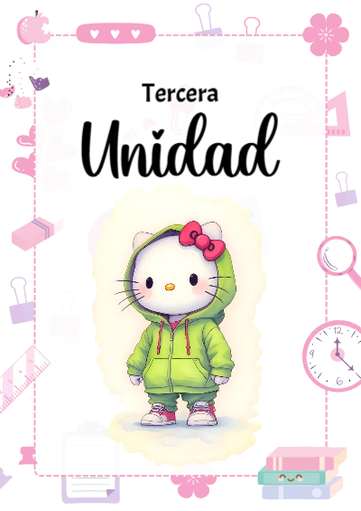 Portada de Tercera Unidad con Hello Kitty Editable para Imprimir Gratis