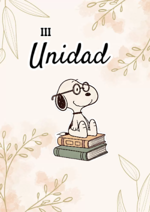 Portada de Tercera unidad con SNOOPY para cuaderno con estilo creativo - ideal para cuadernos de espiral