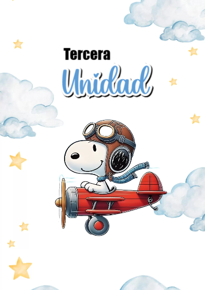 Portada de Tercera unidad con snoopy Editable para Imprimir Gratis
