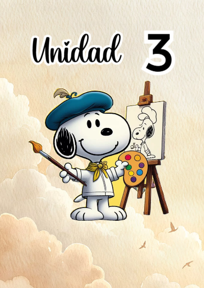 Portada de Tercera unidad con snoopy Editable para Imprimir Gratis