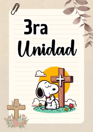 Portada de Tercera unidad con snoopy para cuaderno escolar creativa - para el regreso a clases