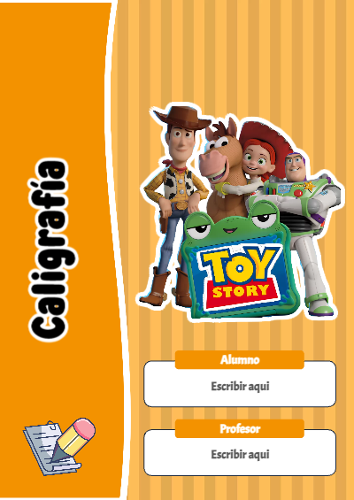 Portada de Toy Story de Caligrafía Editable para Imprimir Gratis