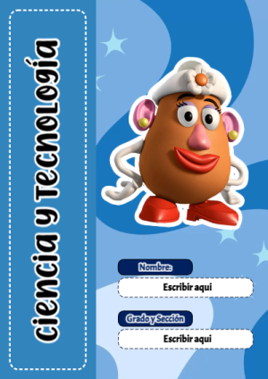 Portada de Toy Story de Ciencia y Tecnología para cuaderno llamativa y bonita - formato digital listo para usar