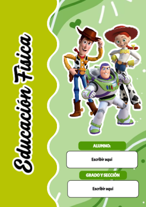 Portada de Toy Story de Educación Física para cuaderno escolar para imprimir gratis - diseño exclusivo y original