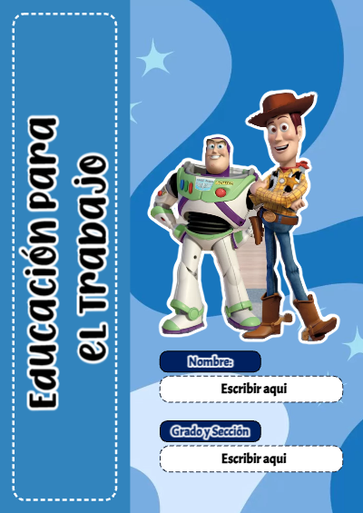 Portada de Toy Story de Educación para el Trabajo Editable para Imprimir Gratis