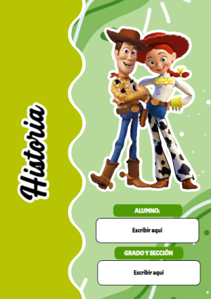Portada de Toy Story de Historia para cuaderno lista para imprimir en A4 - formato digital listo para usar