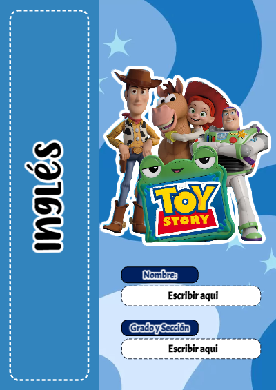 Portada de Toy Story de Inglés Editable para Imprimir Gratis