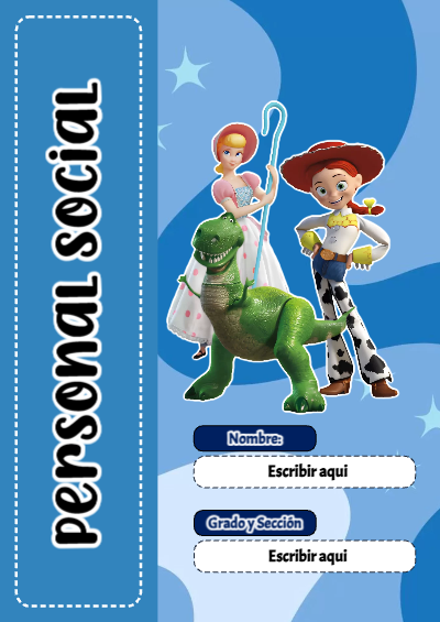 Portada de Toy Story de Personal Social para cuaderno escolar para imprimir gratis - estilo único para estudiantes