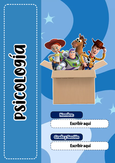 Portada de Toy Story de Psicología Editable para Imprimir Gratis