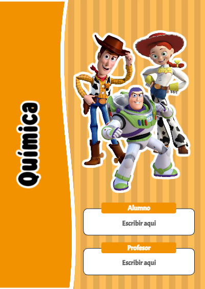 Portada de Toy Story de Química para cuaderno colorida y creativa - para el regreso a clases