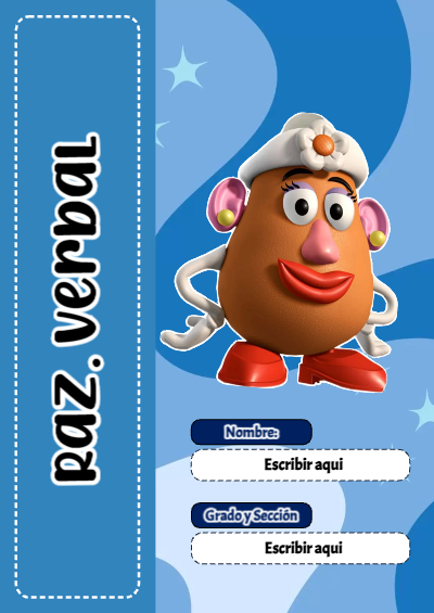 Portada de Toy Story de Raz. Verbal Editable para Imprimir Gratis