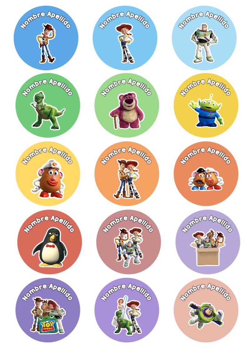 Etiquetas de TOY STORY para primaria y preescolar - ideal para cuadernos de espiral