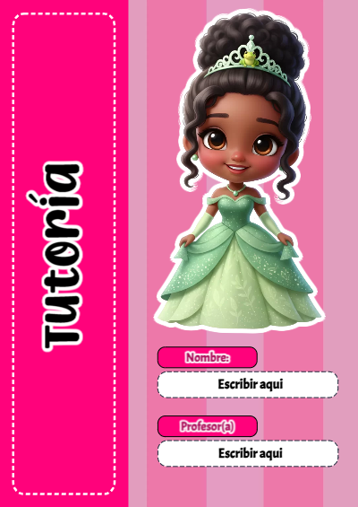 Portada de tutoria con princesas de disney Editable para Imprimir Gratis