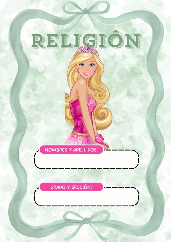 Portada colorida de Barbie para cuaderno