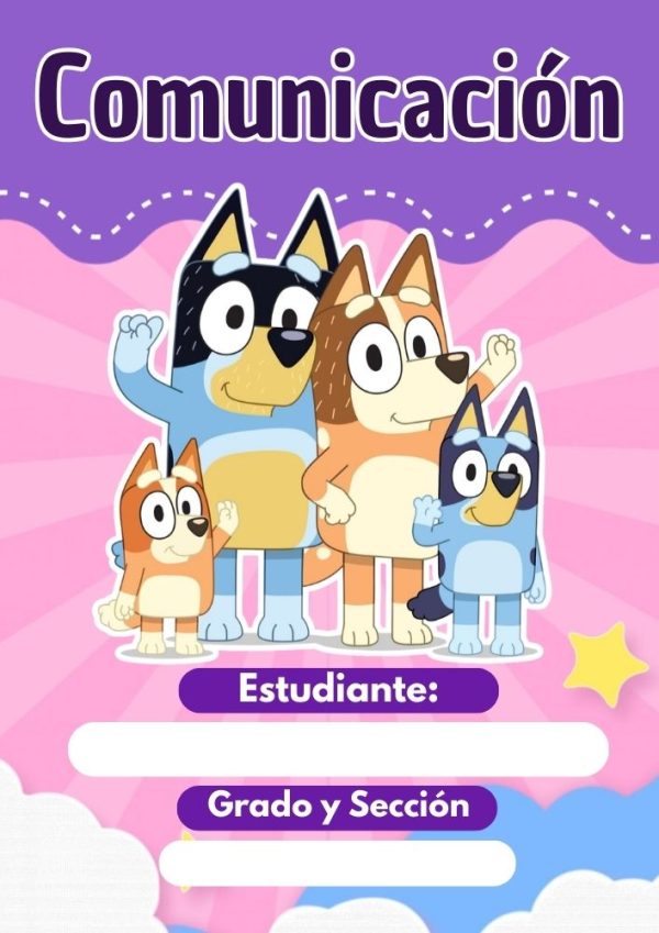 Portada de cuaderno temática bluey para imprimir