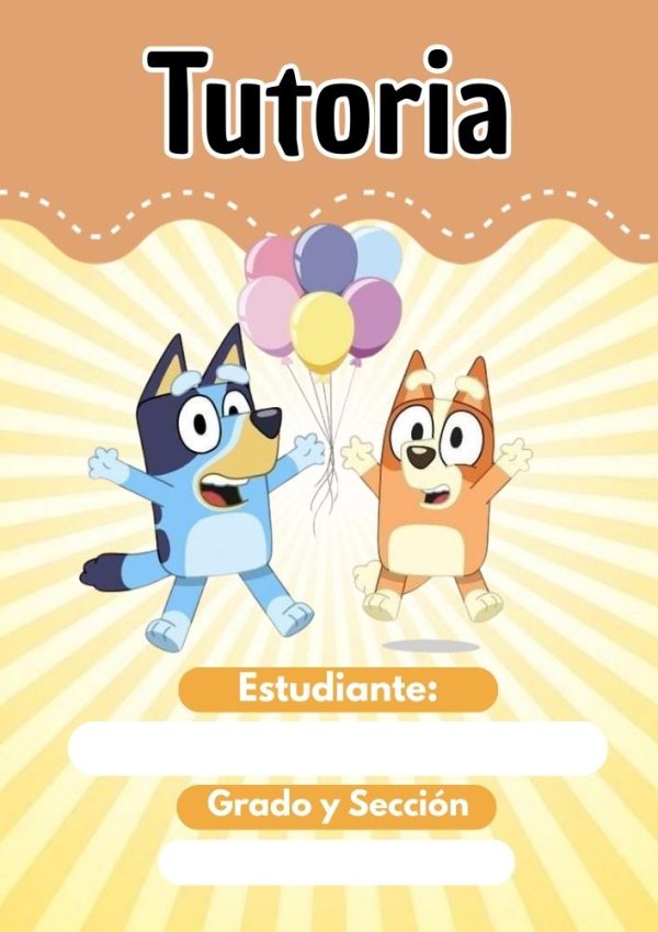 Portada de bluey para cuadernos de primaria