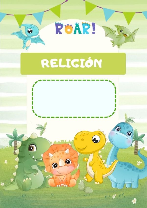 Portada colorida de Dinosaurios para cuaderno