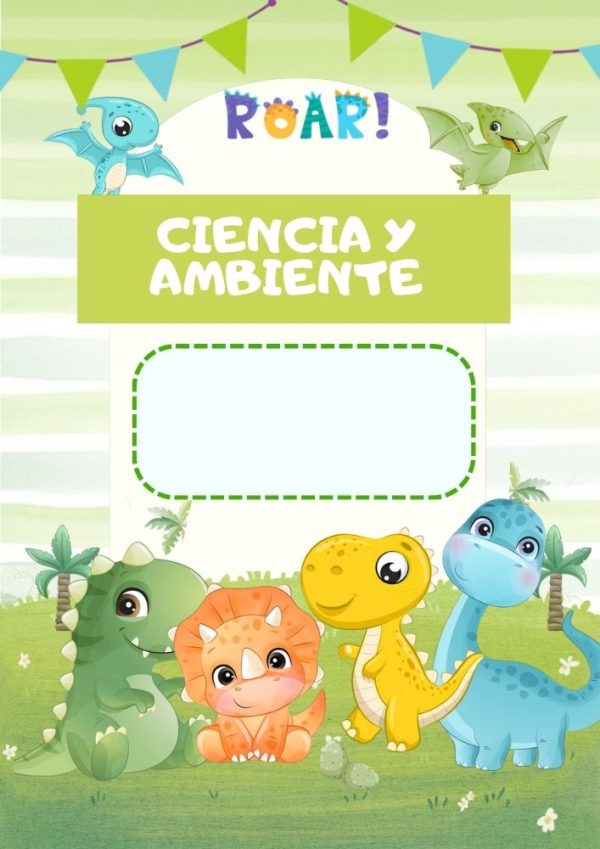 Portada de Dinosaurios para cuaderno tamaño A4