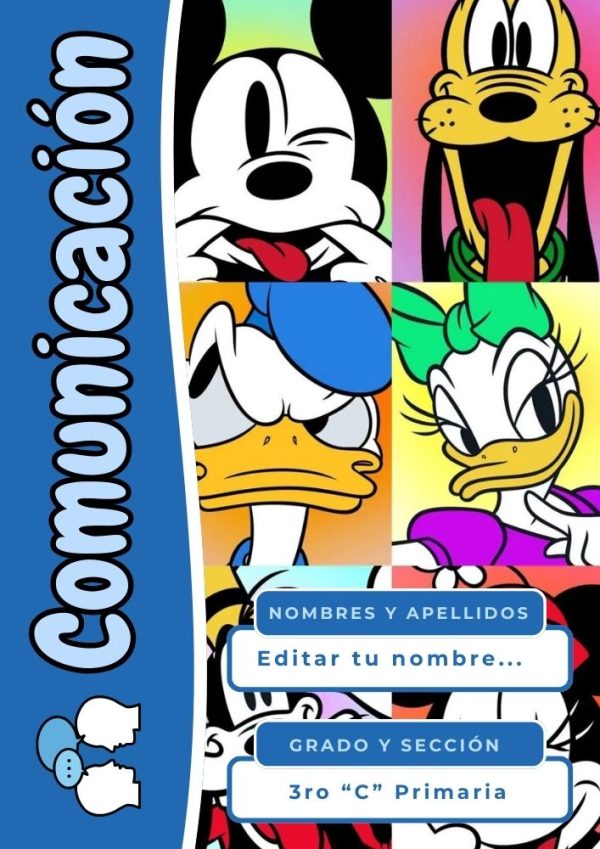 Portada de Disney para cuaderno de primaria