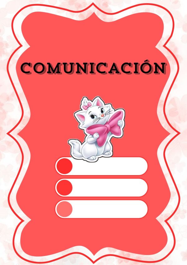 Portada de cuaderno de Gatita Marie para niños