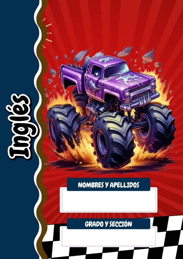 Portada colorida de hot wheels para cuaderno