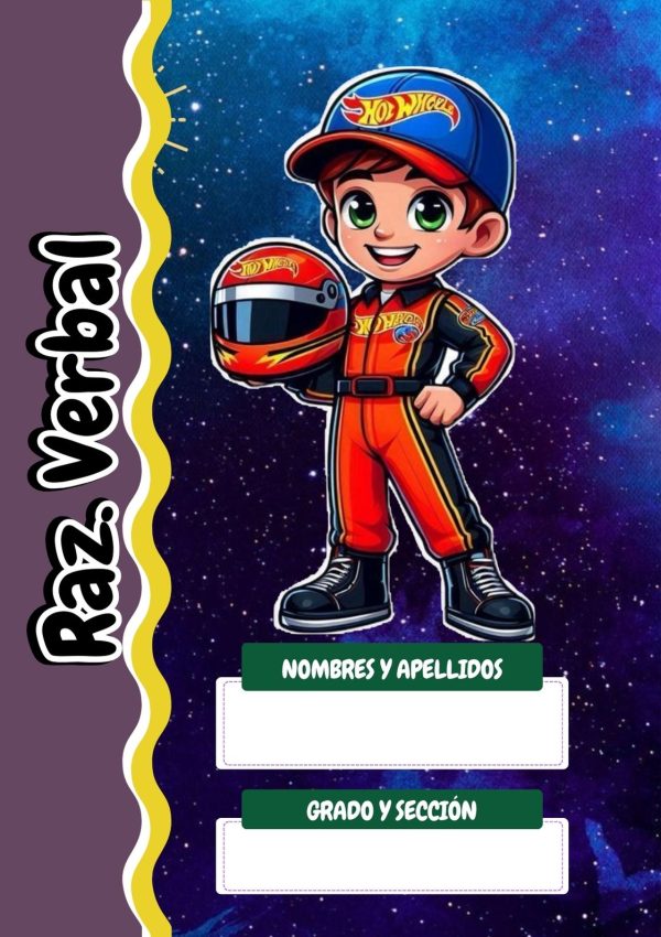 Portada de hot wheels para cuaderno de primaria