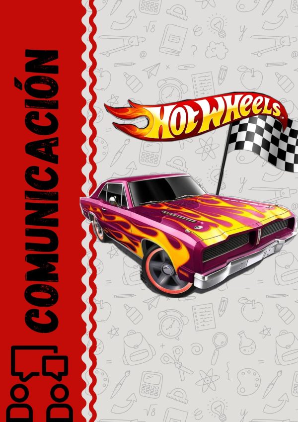 Portada bonita de hot wheels para cuaderno