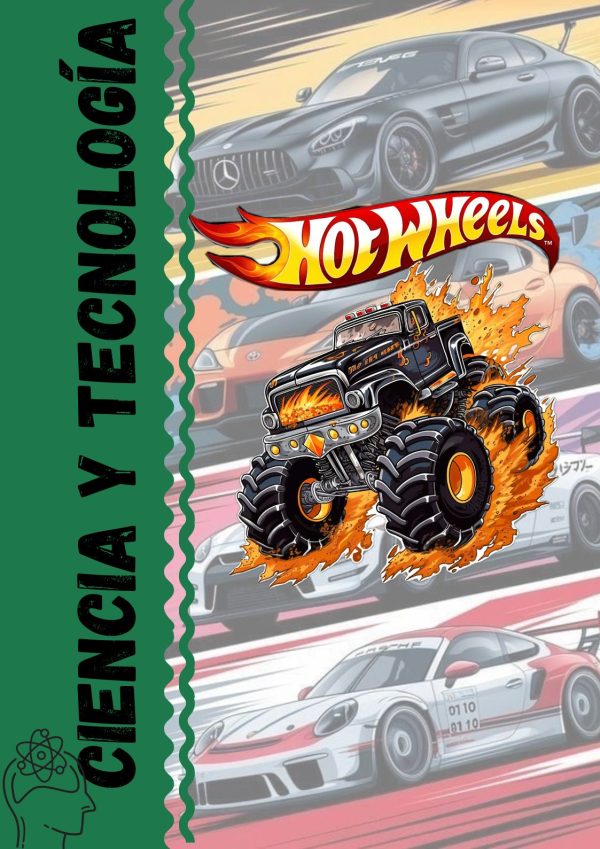 Portada de hot wheels para cuaderno escolar