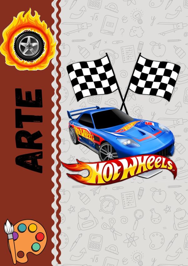 Portada de hot wheels para cuadernos de primaria