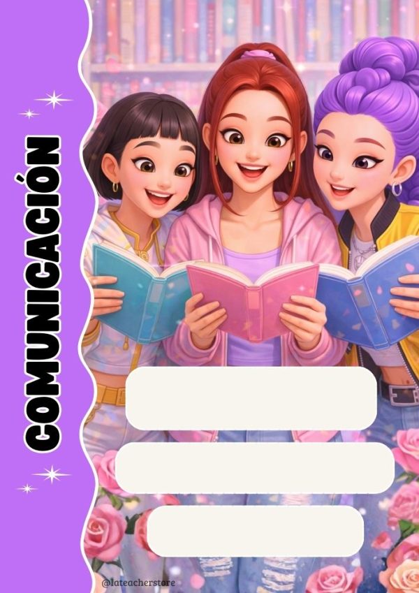 Portada colorida de Huntrix para cuaderno