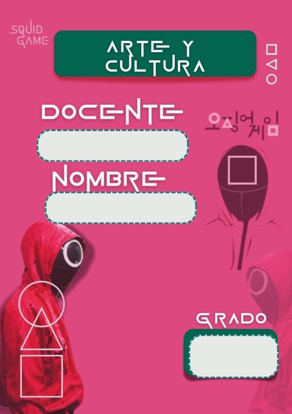 Portada de cuaderno de El Juego del Calamar lista para imprimir