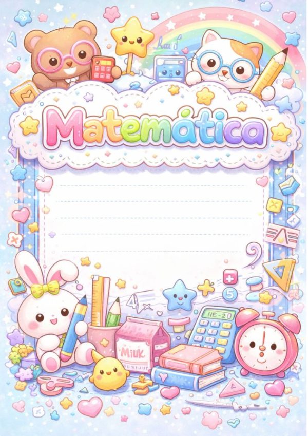 Portada de kawaii para cuaderno de clases