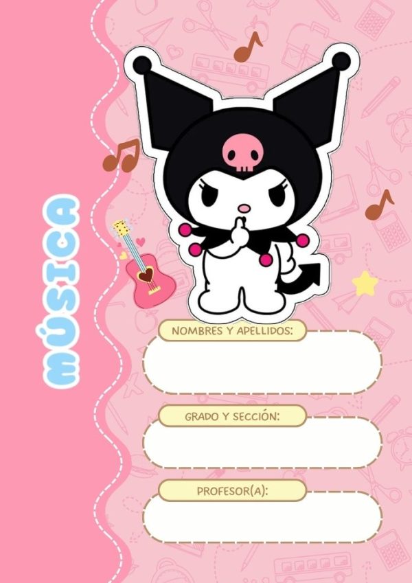Portada de cuaderno de kuromi lista para imprimir