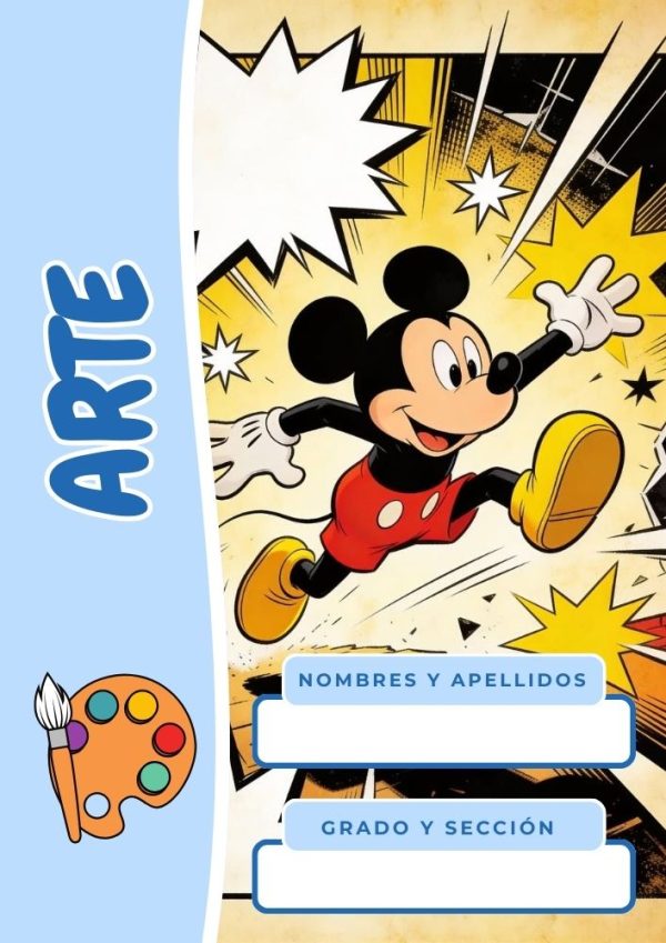 Portada de Mickey Mouse para cuaderno de primaria